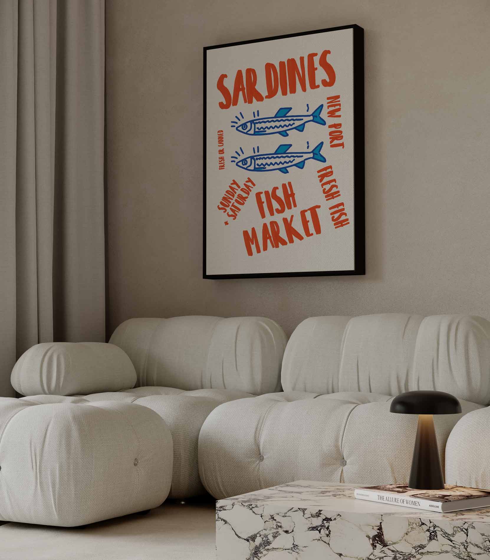 Retro Sardiens Vismarkt Poster