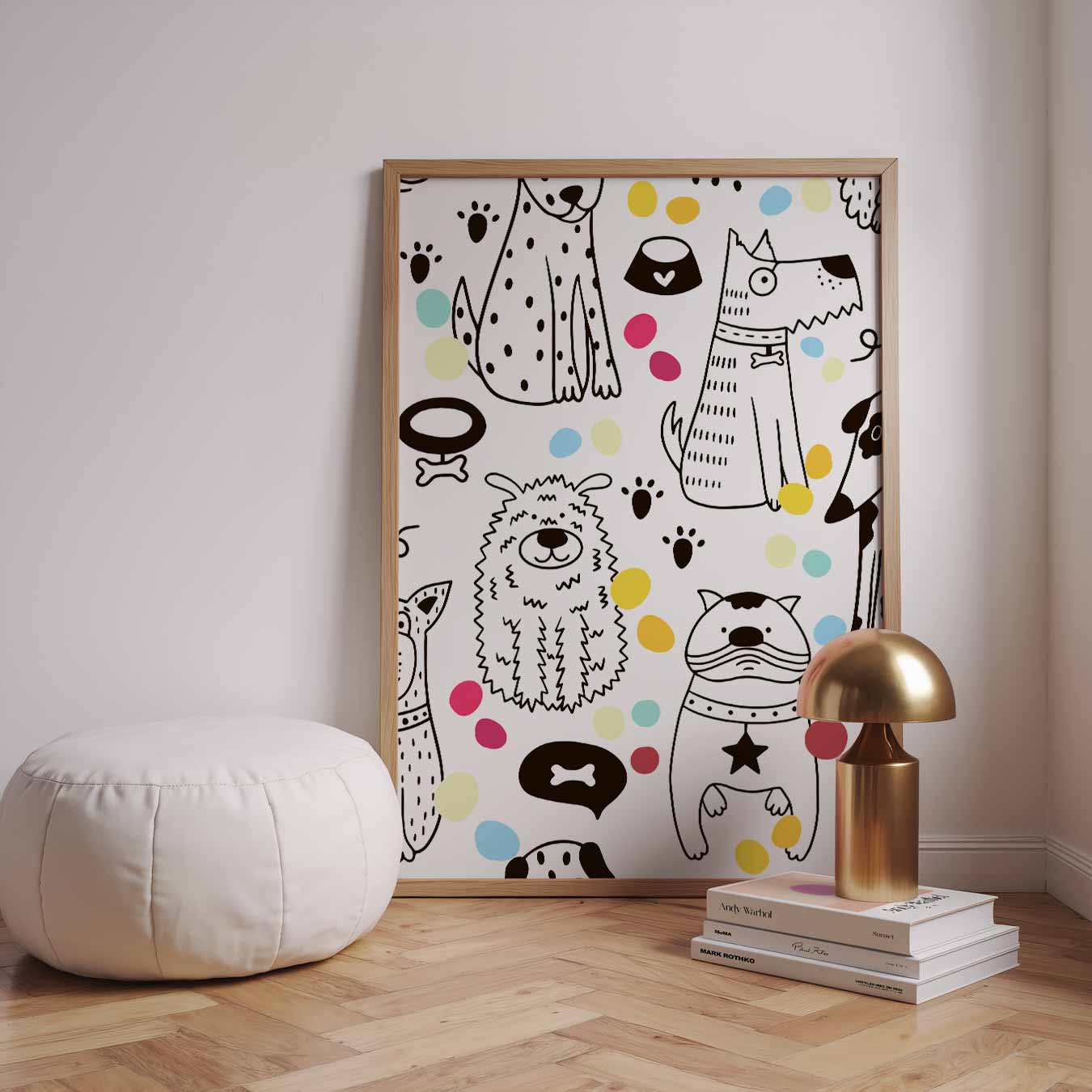 Speelse Honden Illustratie Poster-WallArtistic