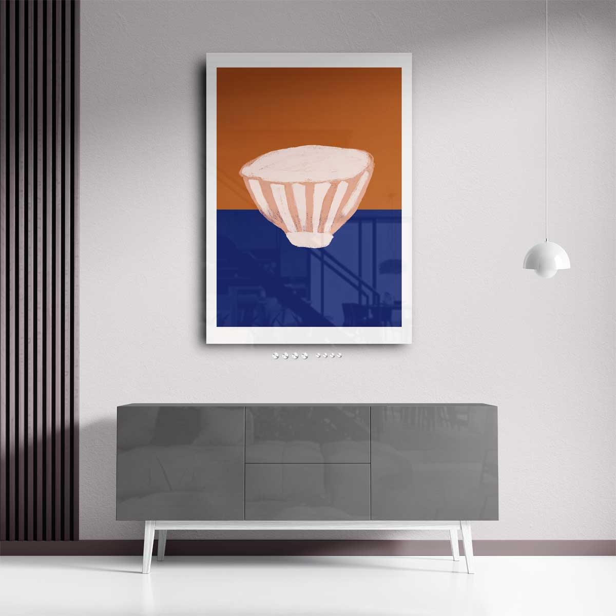 Kleurrijke Kom op Tweekleurige Achtergrond Kunstwerk-canvas-dibond-plexiglas-wanddecoratie-WallArtistic