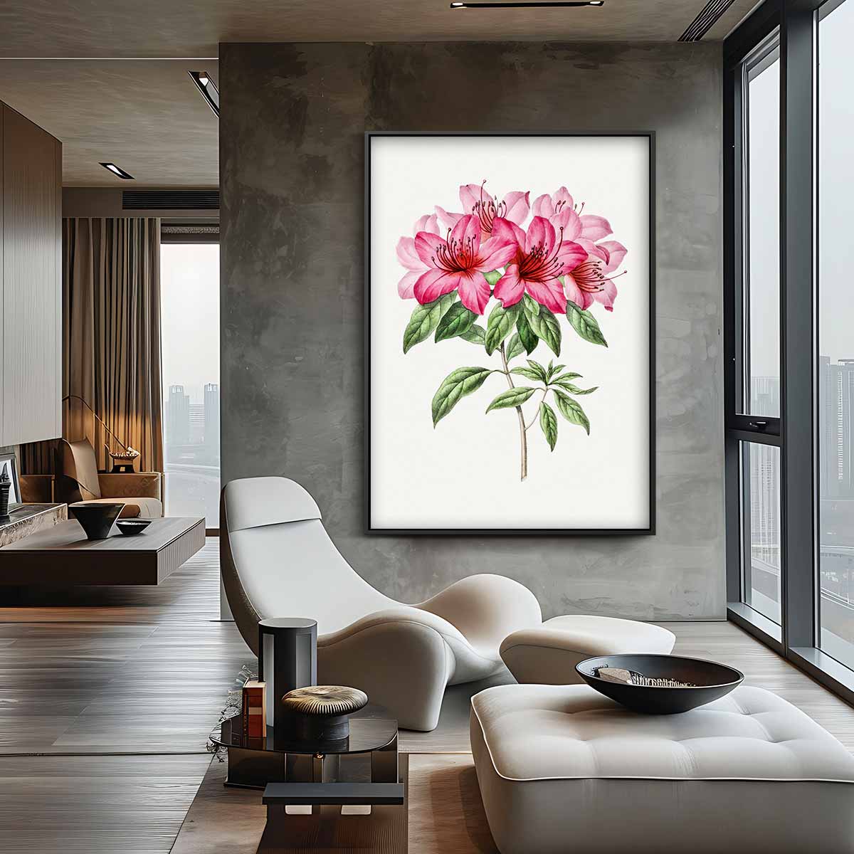 Schilderij van Azalea Bloemen Kunstwerk-canvas-dibond-plexiglas-wanddecoratie-WallArtistic