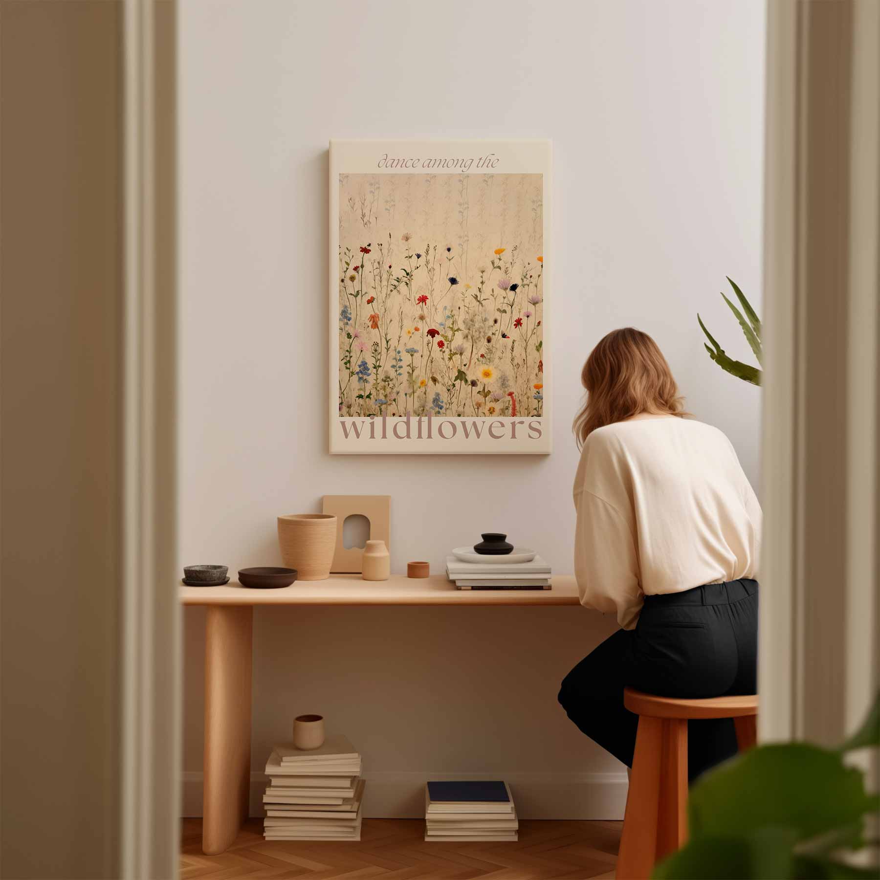 Dans tussen de Wilde Bloemen Kunstwerk-canvas-dibond-plexiglas-wanddecoratie-WallArtistic