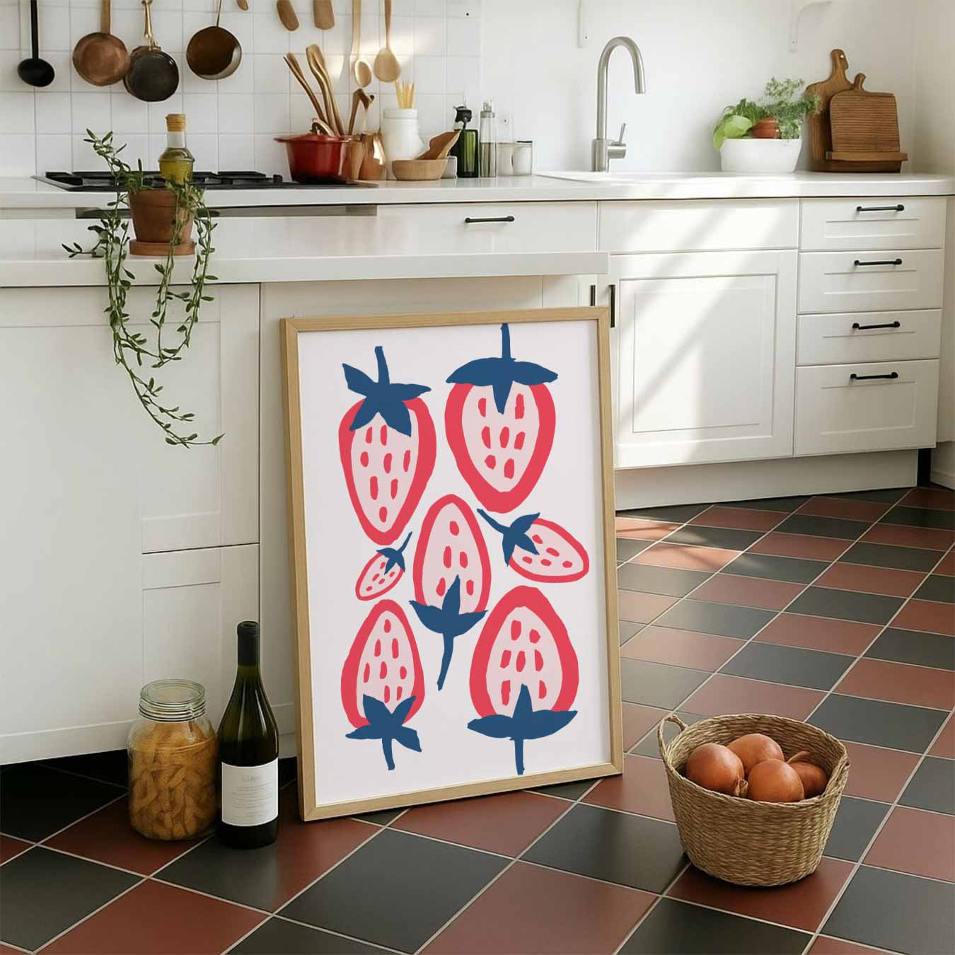 Vrolijke Aardbeien Print Poster-WallArtistic