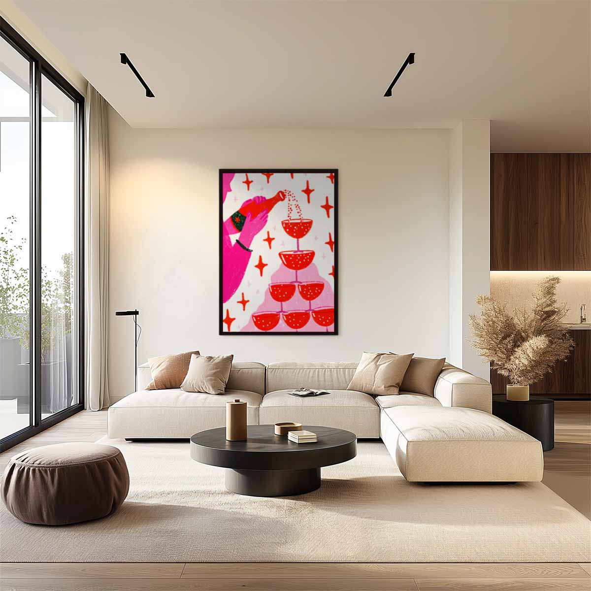 Sprankelend Champagnefeest Kunstwerk-canvas-dibond-plexiglas-wanddecoratie-WallArtistic