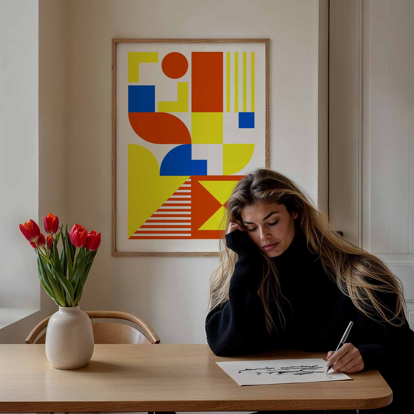 Vrolijke Geometrische Kunstposter
