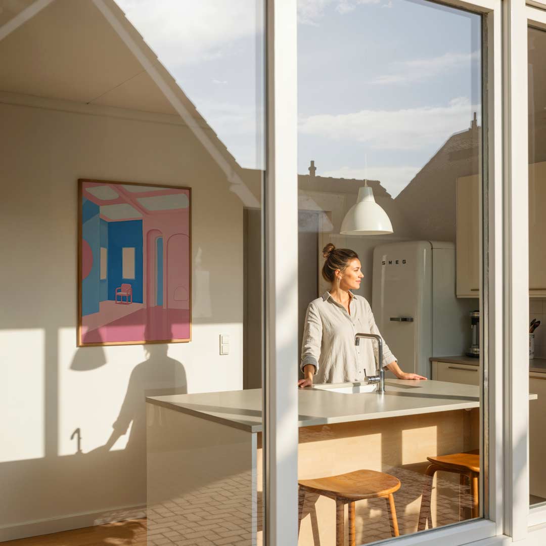 Dromerige Roze Interieur Poster-WallArtistic