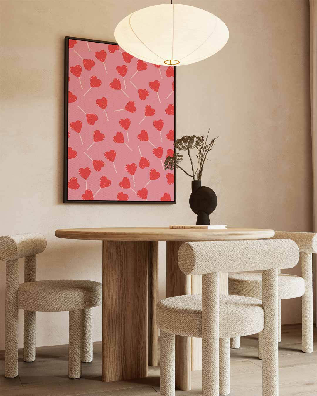 Liefdevolle Hartjes Lollypatroon Kunstwerk-canvas-dibond-plexiglas-wanddecoratie-WallArtistic