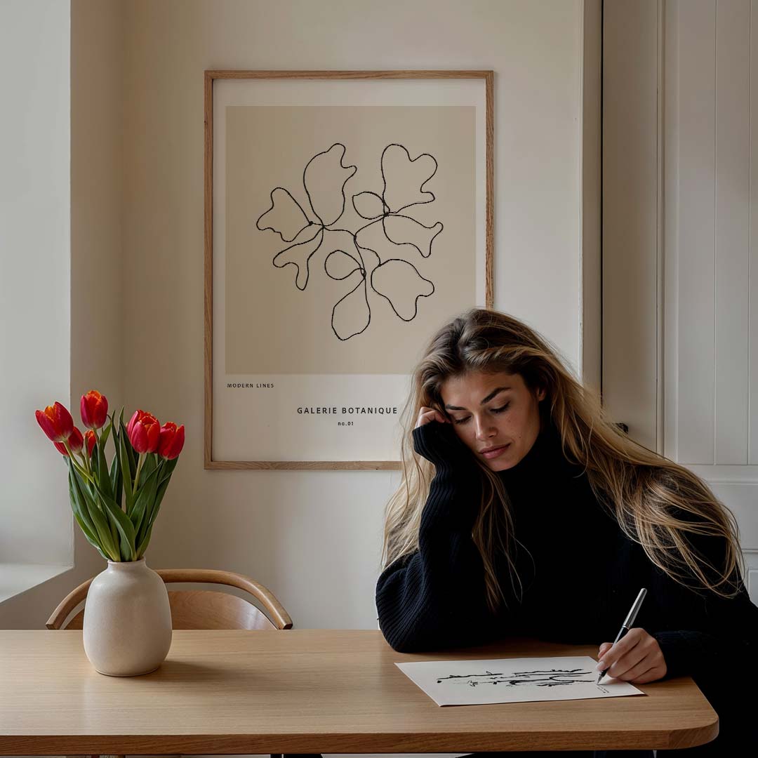 Botanische Linie Kunstprint Poster-WallArtistic