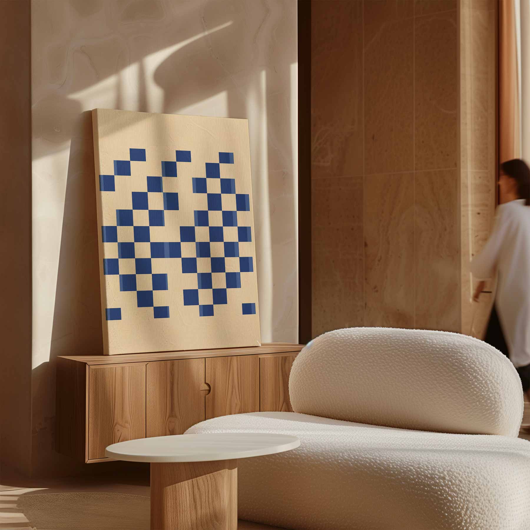 Ritmisch Blauwe Vlakken Kunstwerk-canvas-dibond-plexiglas-wanddecoratie-WallArtistic