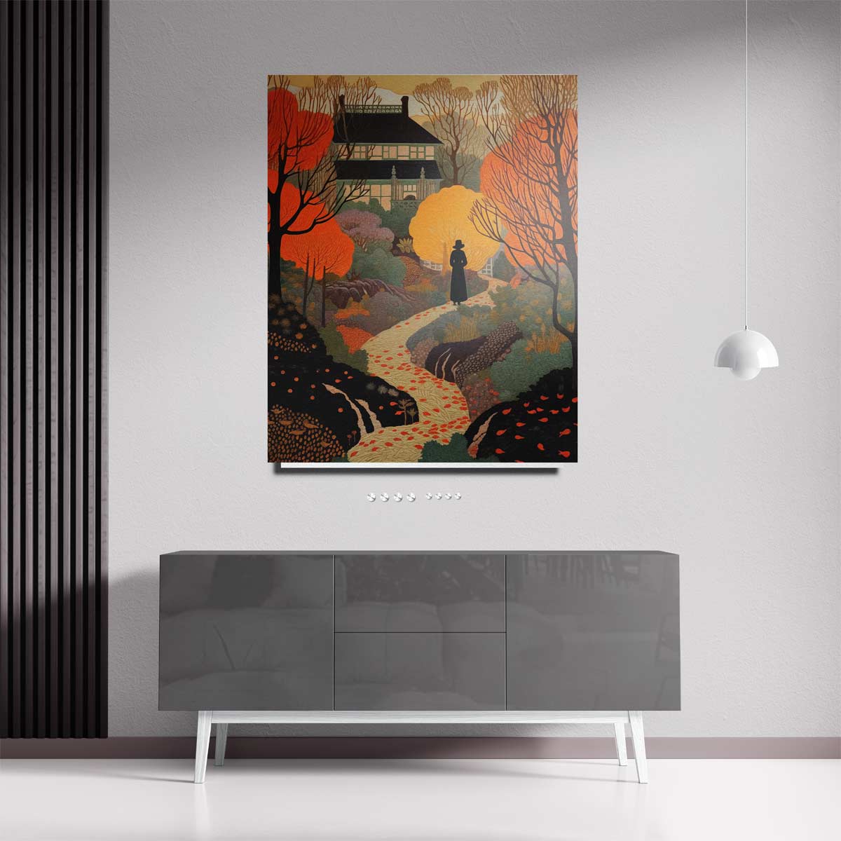 Herfstlandschap met Villa Kunstwerk-canvas-dibond-plexiglas-wanddecoratie-WallArtistic