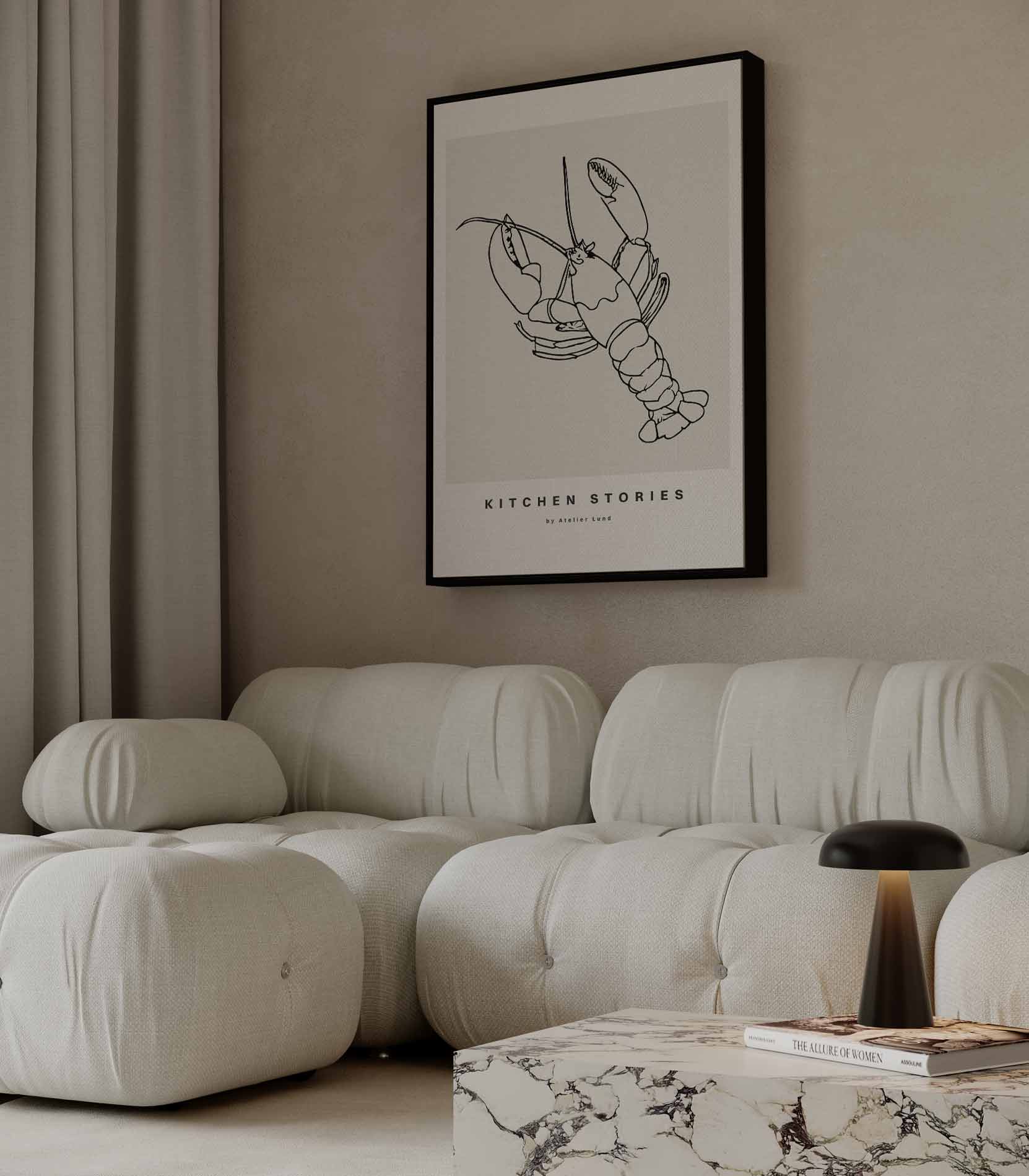 Keukenverhalen: Eenvoudige Kreeft Kunstwerk-canvas-dibond-plexiglas-wanddecoratie-WallArtistic