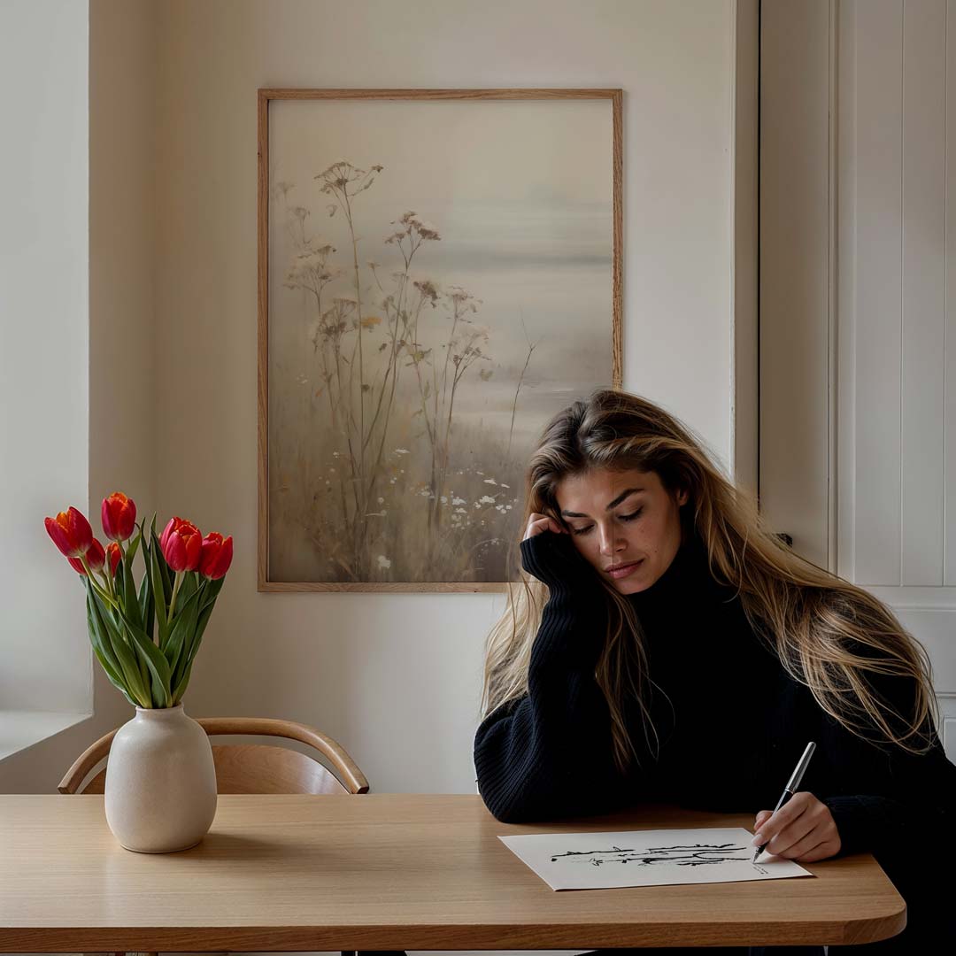 Sereen Landschap met Wilde Bloemen Poster-WallArtistic