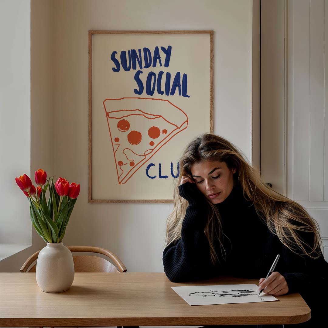 Sunday Social Club Pizza Poster-WallArtistic