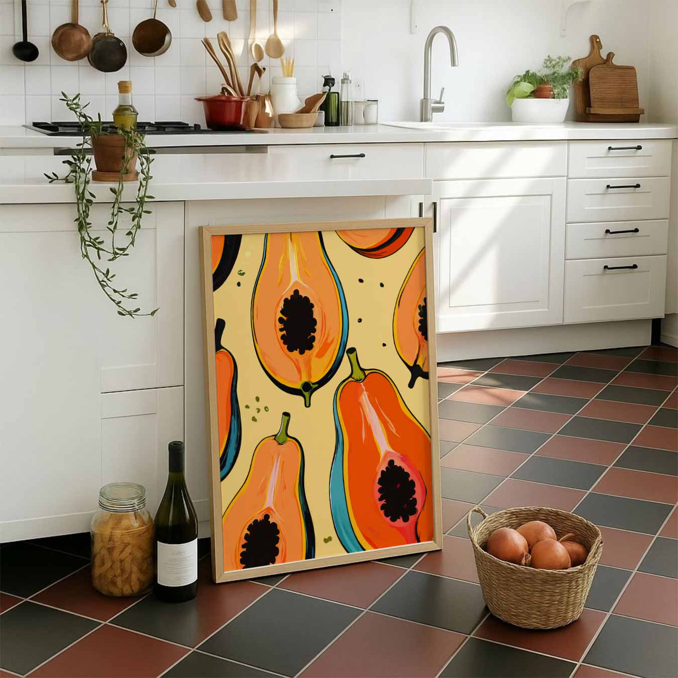Tropische Papaya Print Poster-WallArtistic