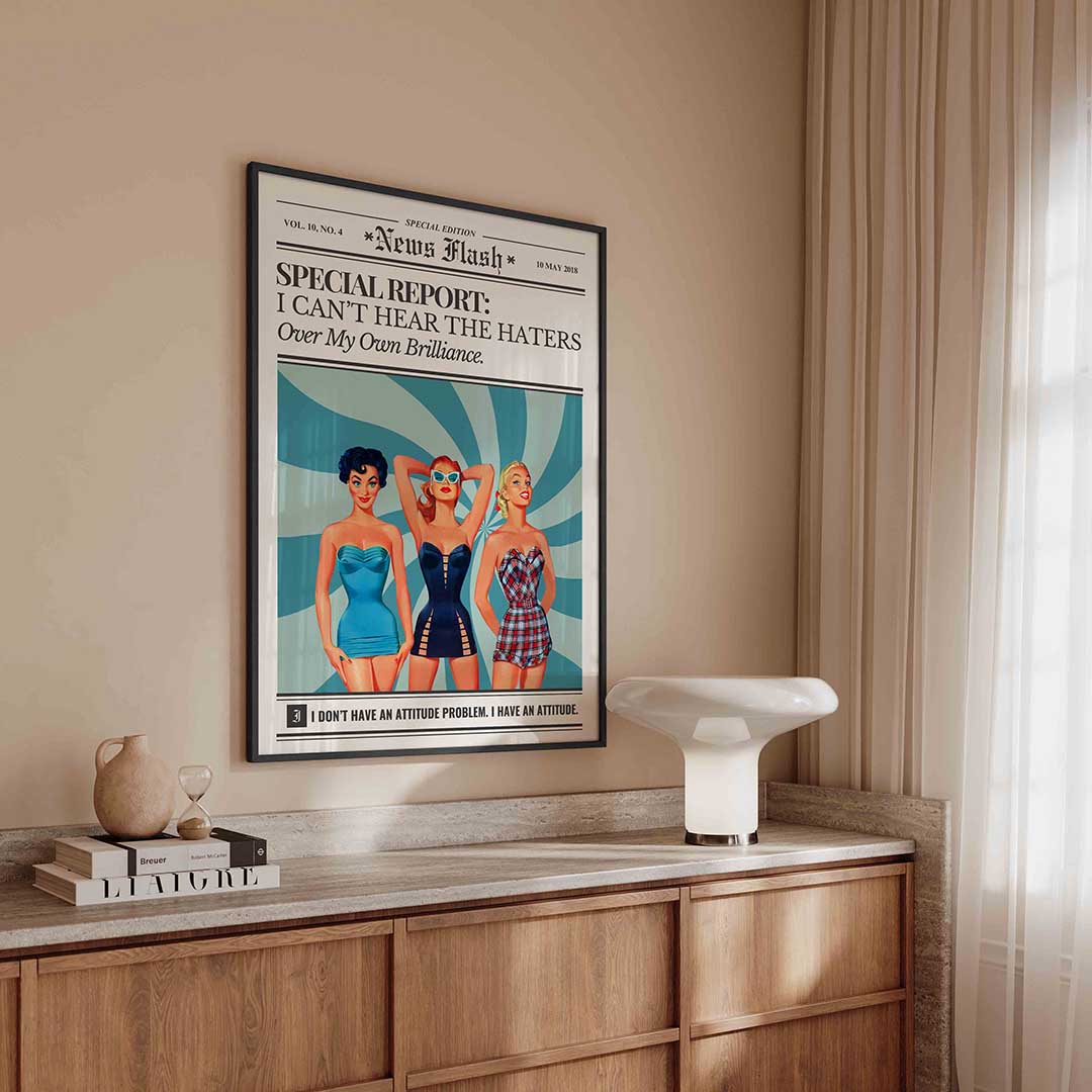 Drie vrouwen in retro badmode Poster
