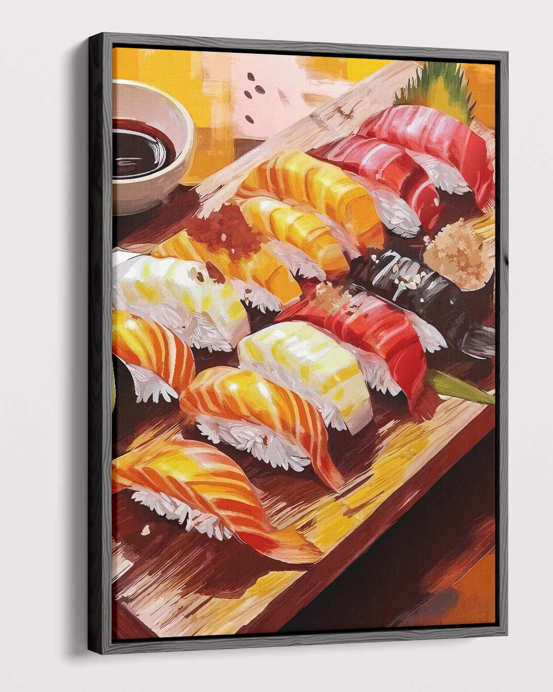 Kleurrijke Sushi Fantasie Kunstwerk-canvas-dibond-plexiglas-wanddecoratie-WallArtistic