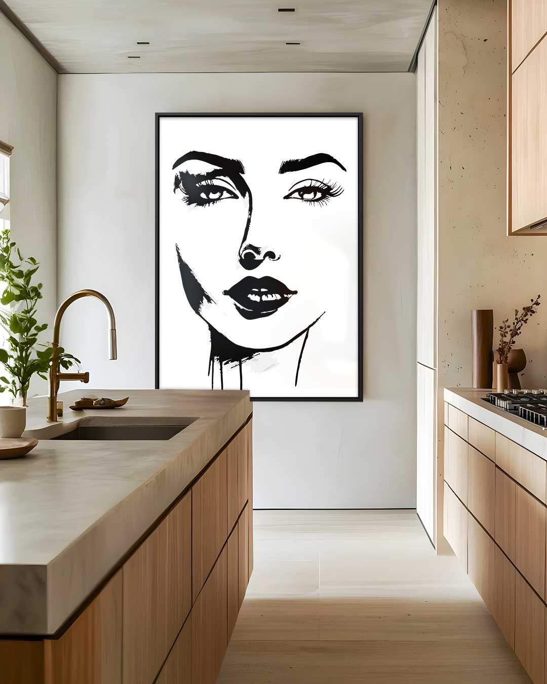 Minimalistisch Portret in Zwart-Wit Kunstwerk-canvas-dibond-plexiglas-wanddecoratie-WallArtistic