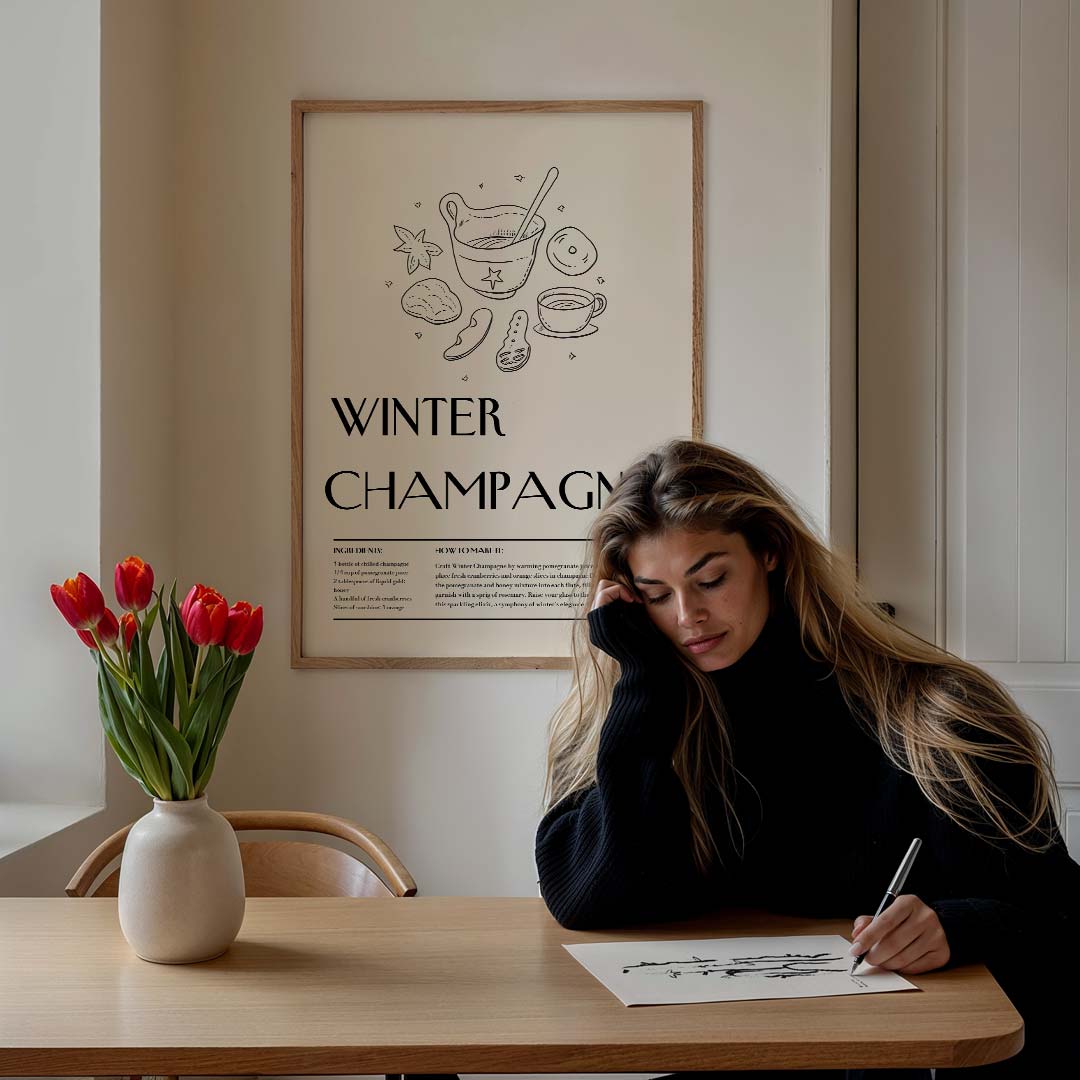 Winter Champagne Receptposter-WallArtistic