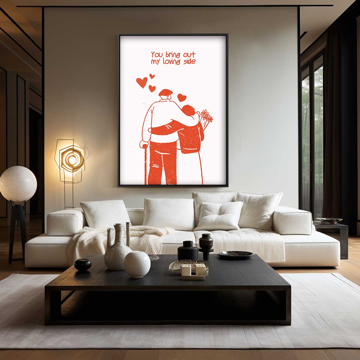 Liefdevolle Omarming Illustratie Kunstwerk-canvas-dibond-plexiglas-wanddecoratie-WallArtistic