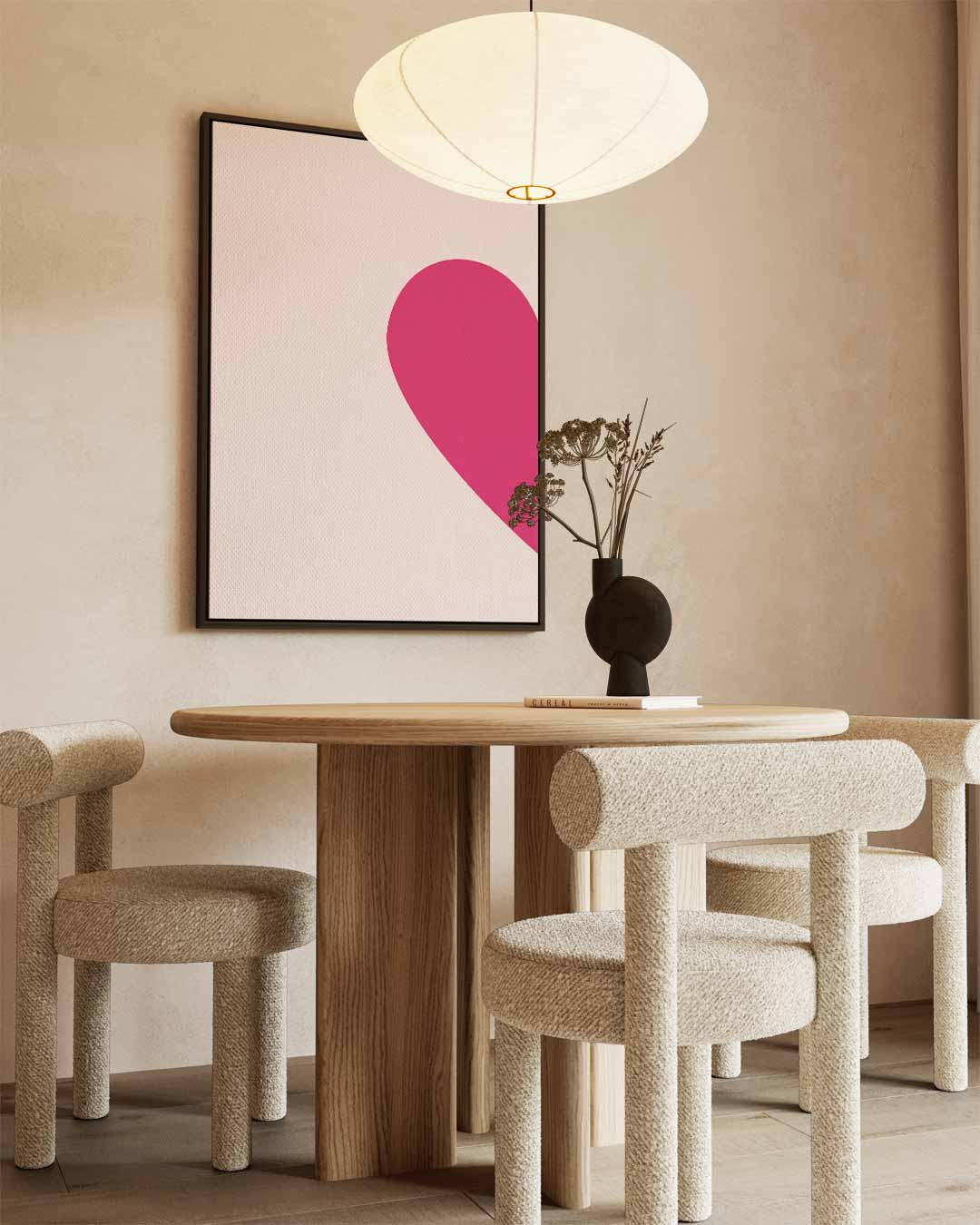 Roze Hart Abstract Kunstwerk-canvas-dibond-plexiglas-wanddecoratie-WallArtistic
