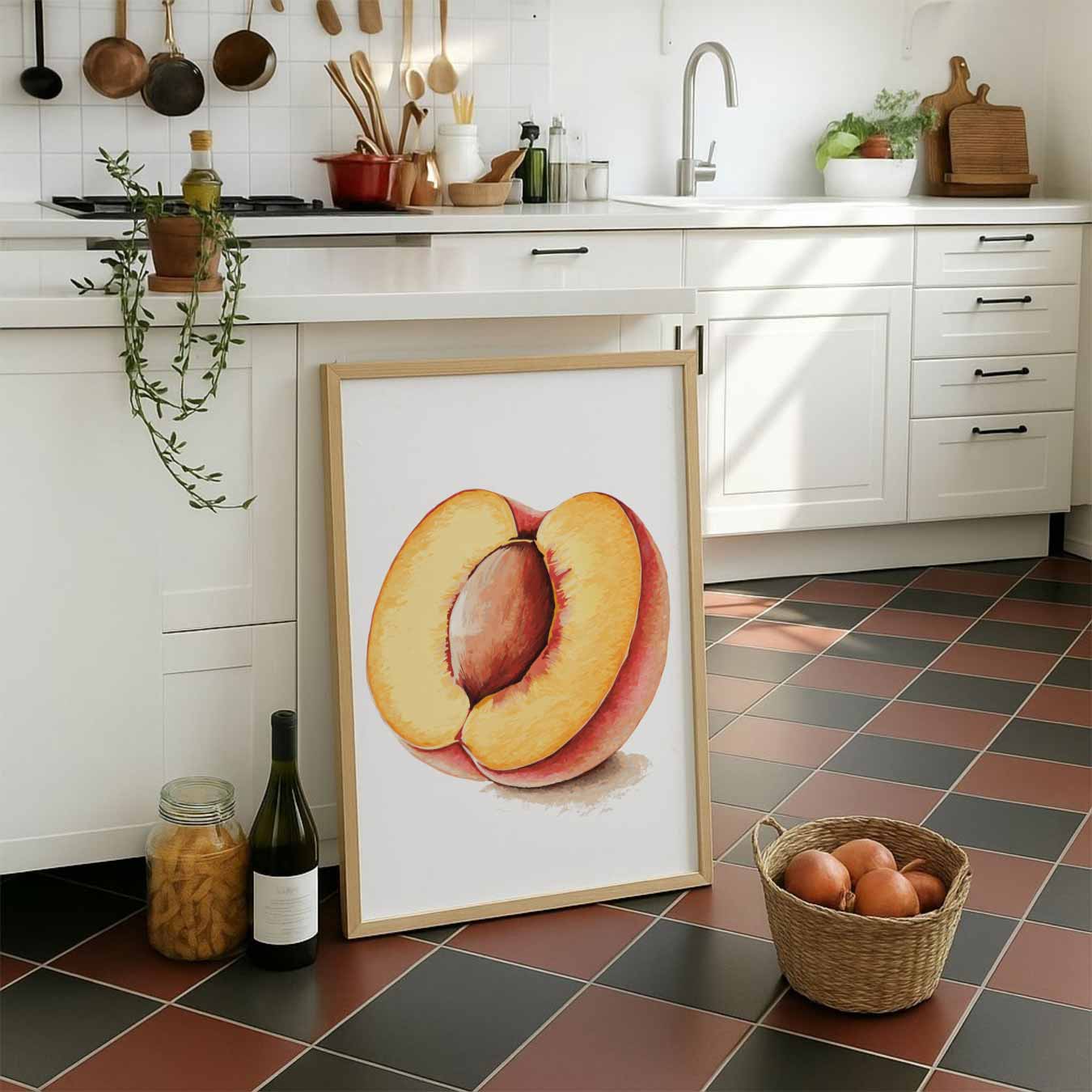 Zonnige Perzik Illustratie Poster