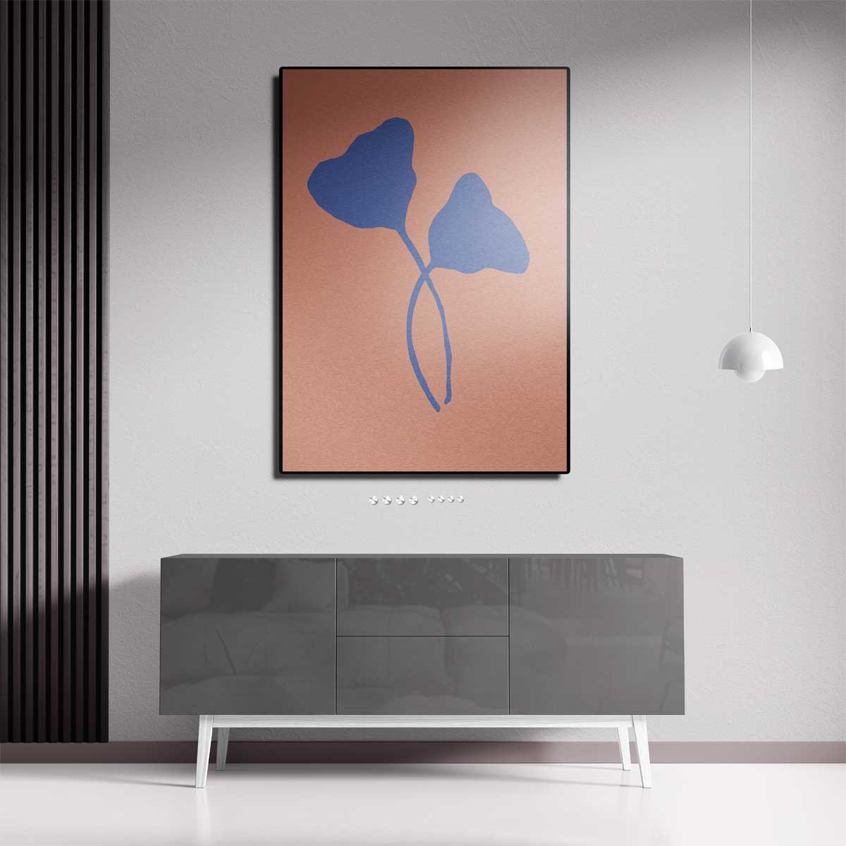 Abstracte Blauwe Blaadjes Kunstwerk-canvas-dibond-plexiglas-wanddecoratie-WallArtistic