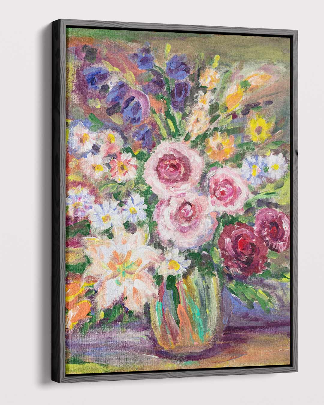 Kleurrijk Bloemenboeket Kunstwerk-canvas-dibond-plexiglas-wanddecoratie-WallArtistic