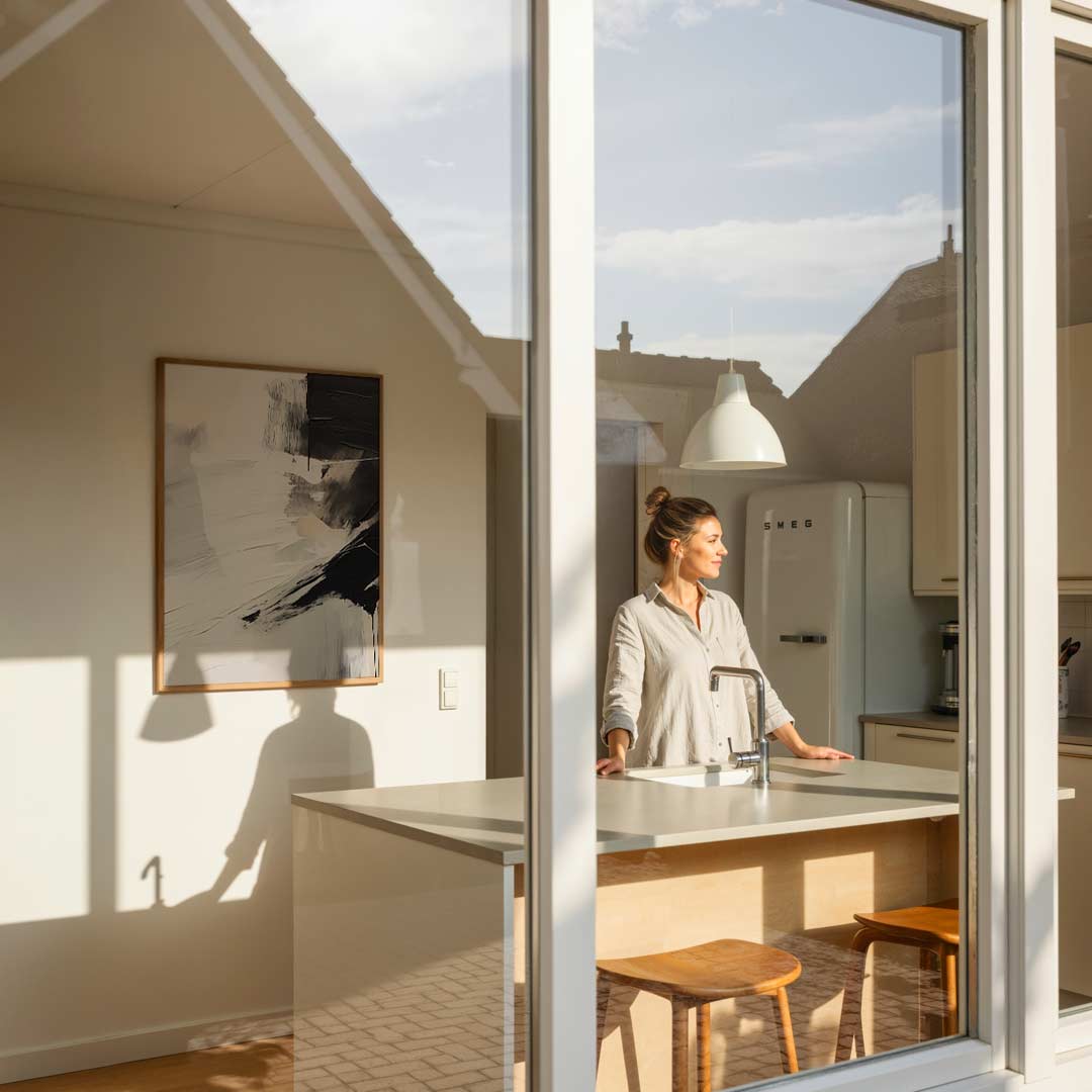 Abstracte zwart-wit balansposter-WallArtistic