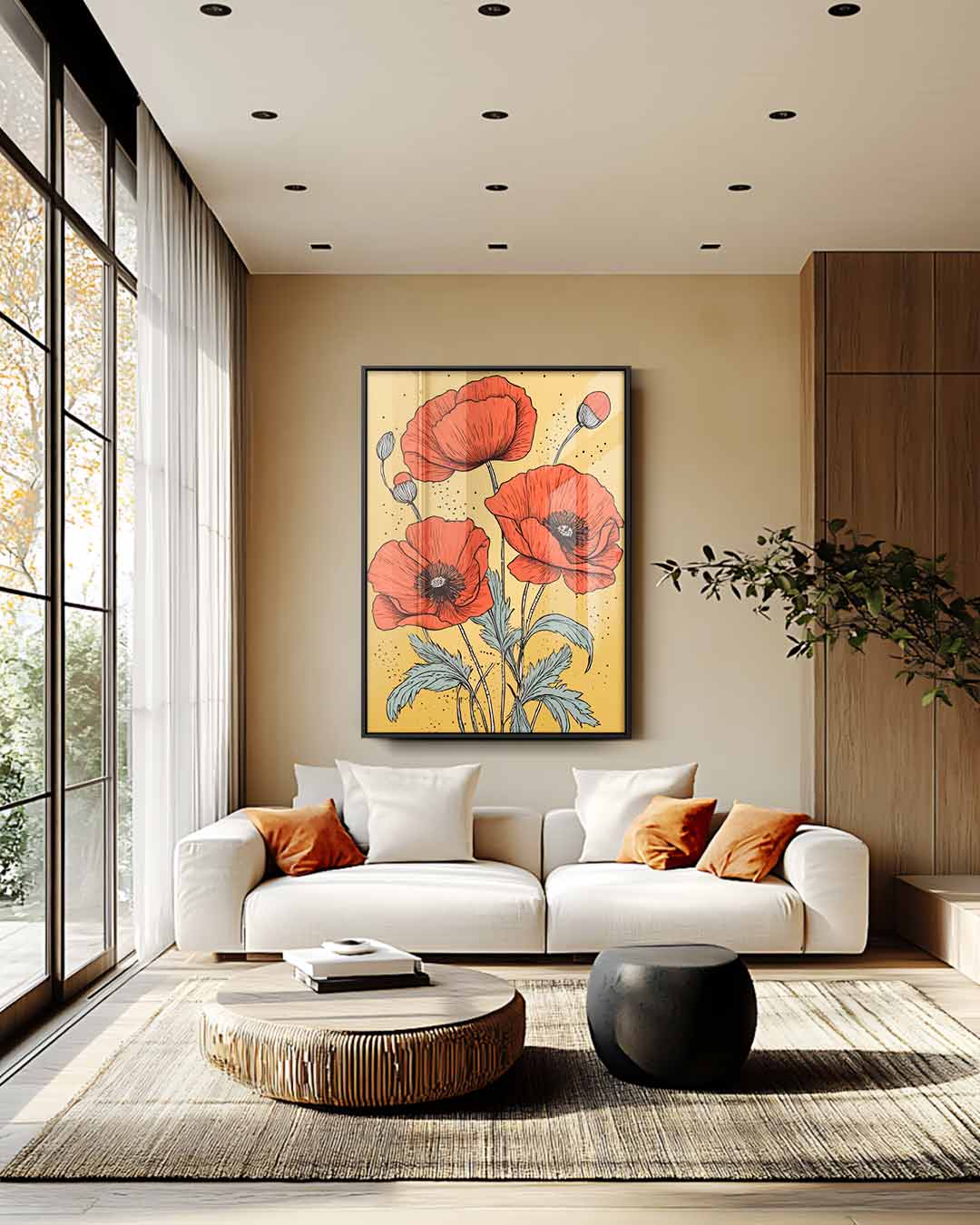 Vurige Klaprozen Kunstwerk-canvas-dibond-plexiglas-wanddecoratie-WallArtistic