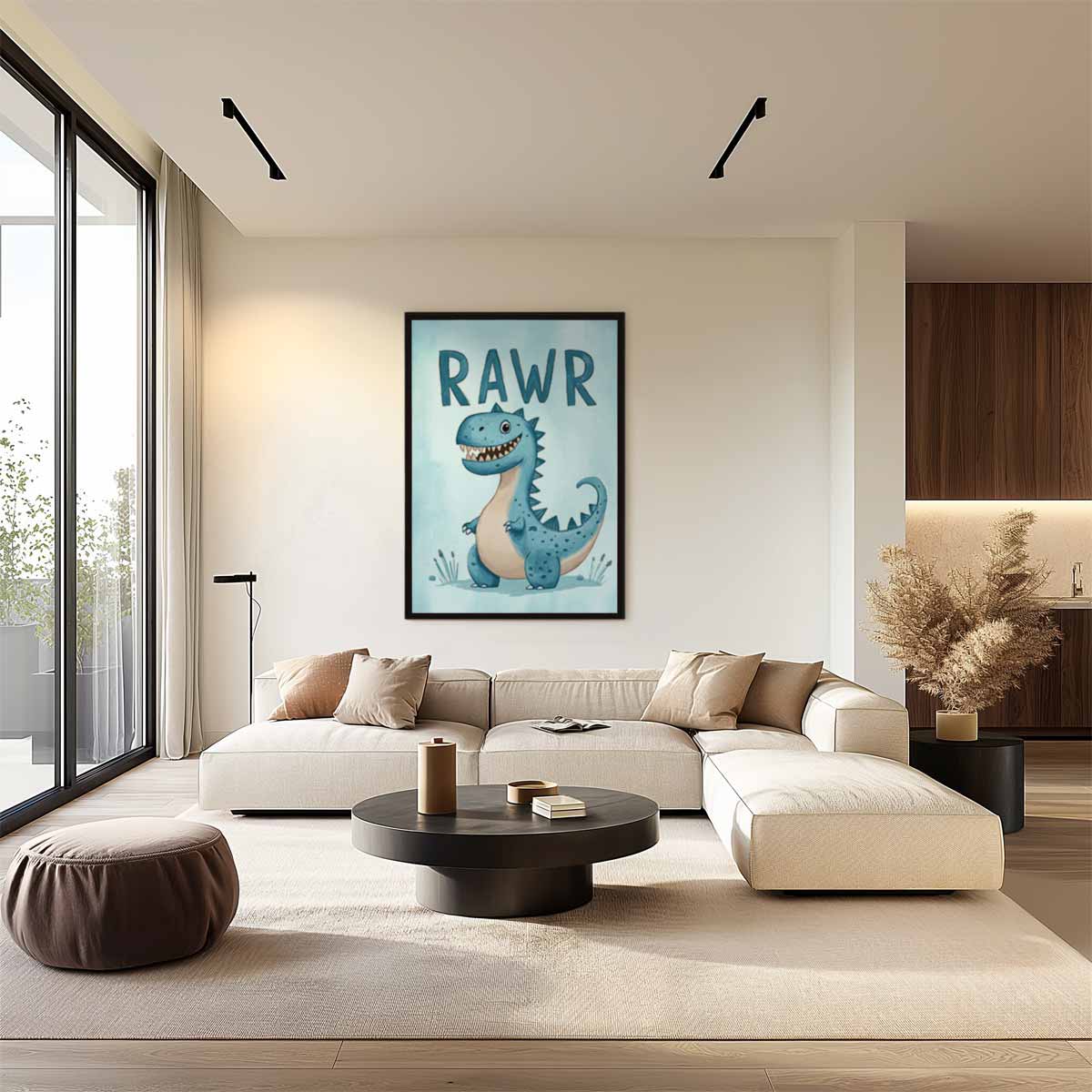 Speelse Dinosauruskunst voor Kinderen Kunstwerk-canvas-dibond-plexiglas-wanddecoratie-WallArtistic