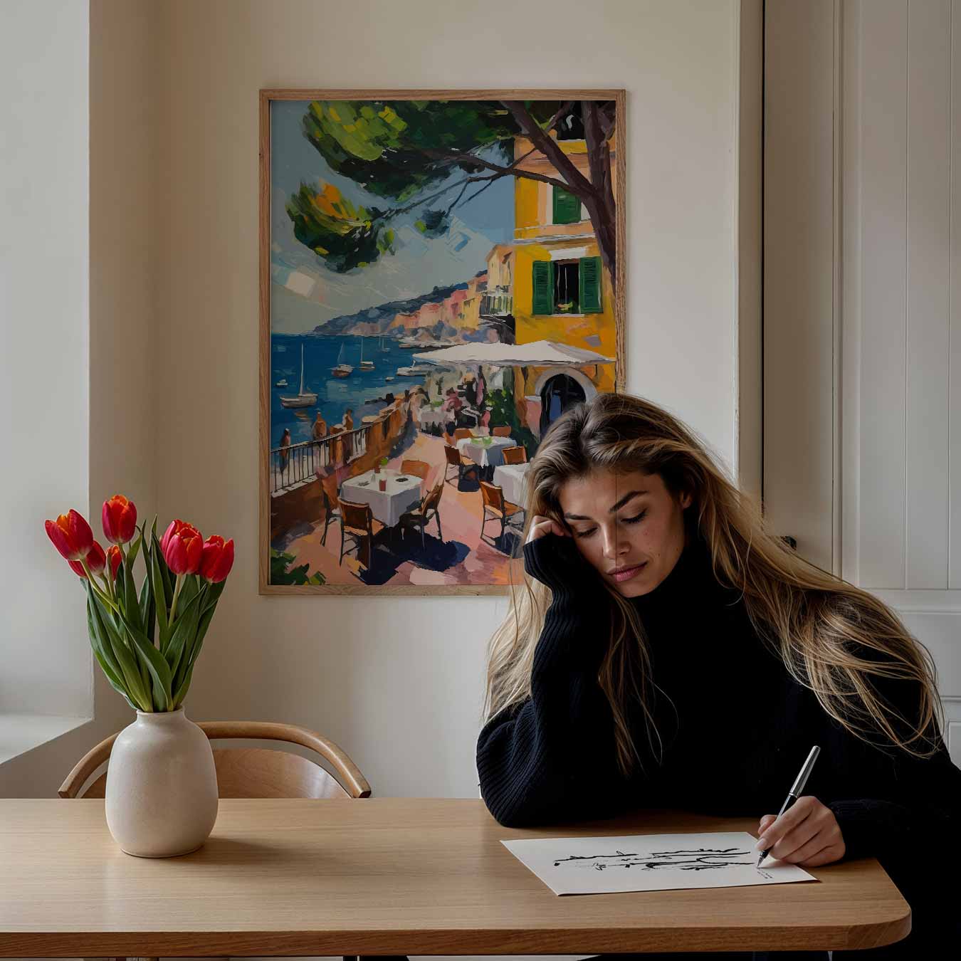Mediterrane Droom: Uitzicht op de Zee Poster