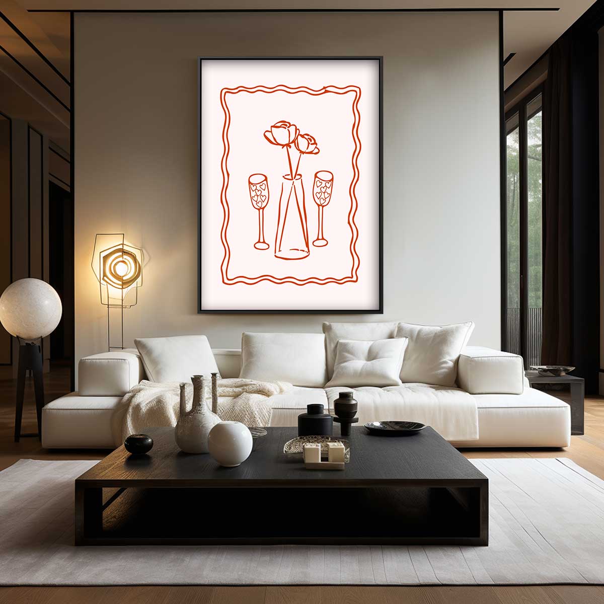Bloemen en Hartjes Kunstwerk-canvas-dibond-plexiglas-wanddecoratie-WallArtistic
