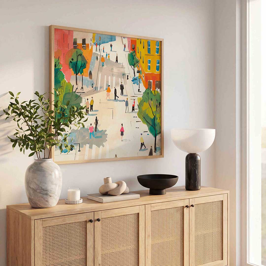 Straatscène met mensen Poster