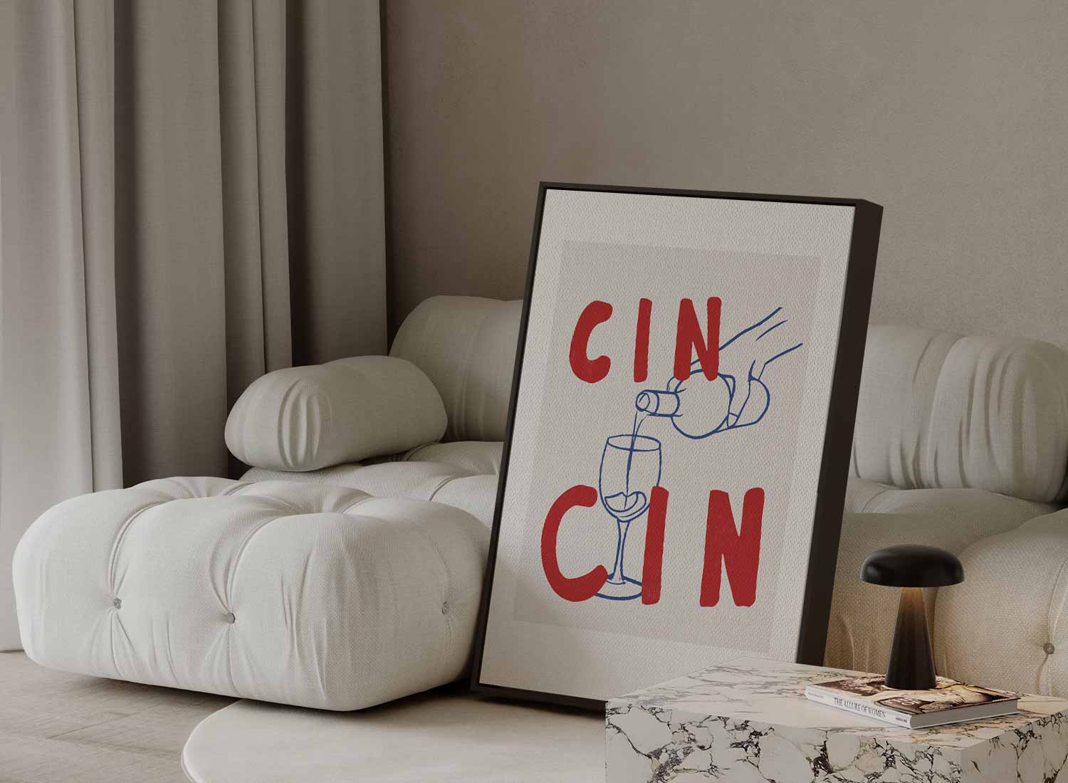 Cin Cin Illustratie Kunstwerk-canvas-dibond-plexiglas-wanddecoratie-WallArtistic