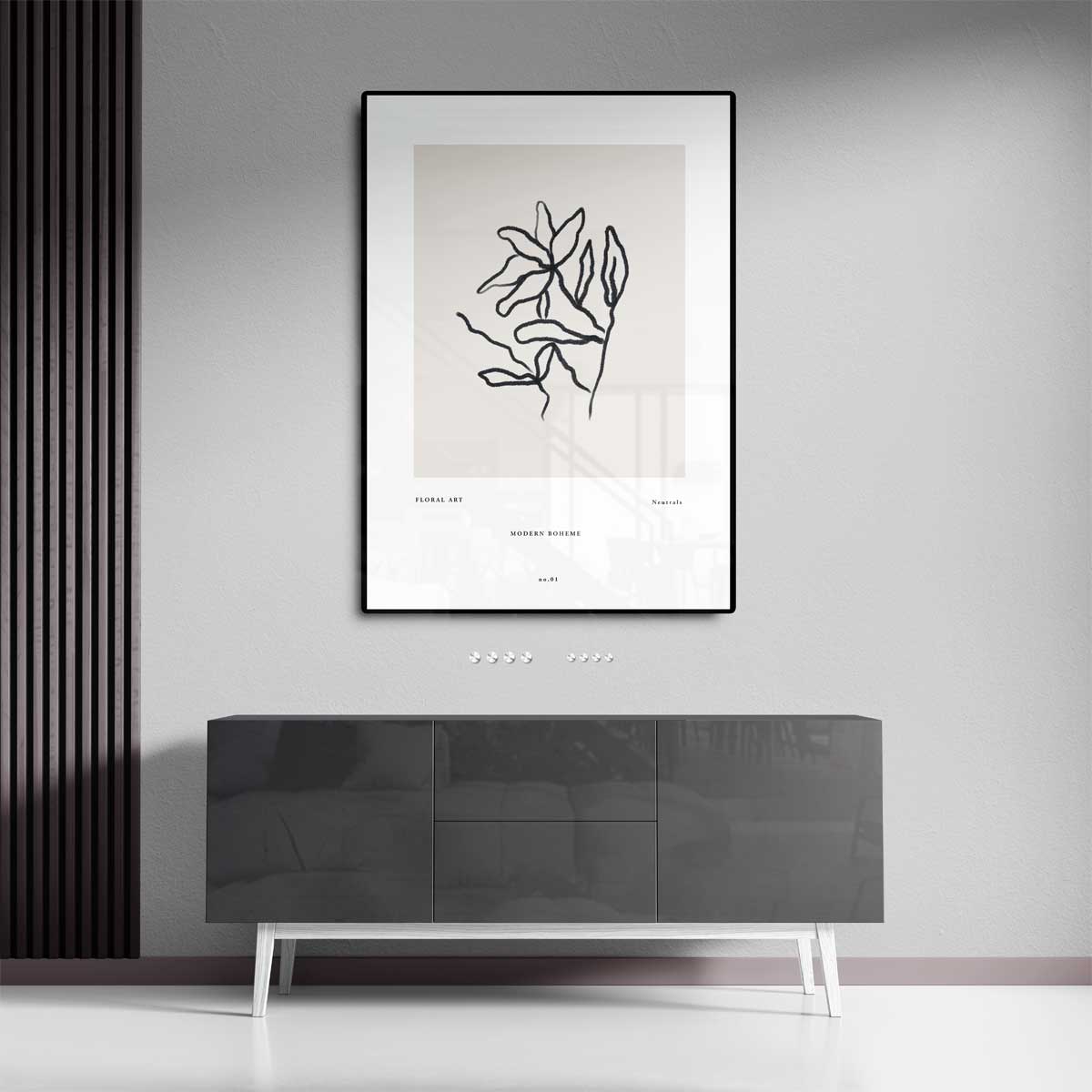 Minimalistische Bloemenlijntekening Kunstwerk-canvas-dibond-plexiglas-wanddecoratie-WallArtistic
