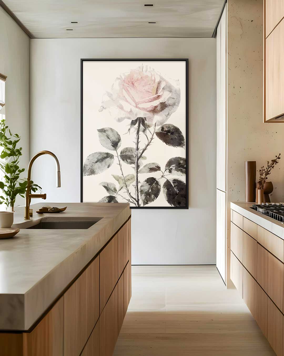 Romantische Roos op Linnen Kunstwerk-canvas-dibond-plexiglas-wanddecoratie-WallArtistic