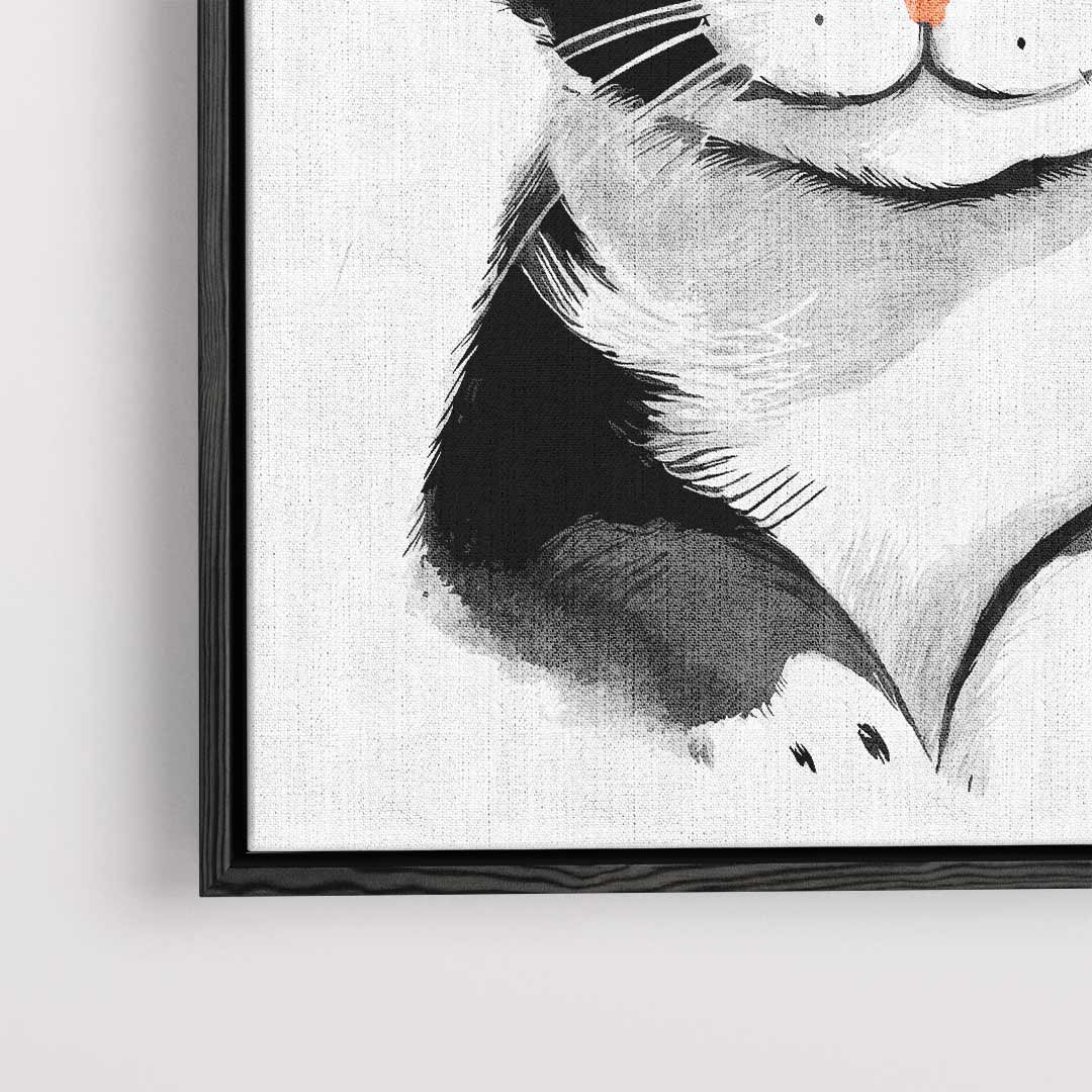 Charmante Kat Illustratie Kunstwerk-canvas-dibond-plexiglas-wanddecoratie-WallArtistic