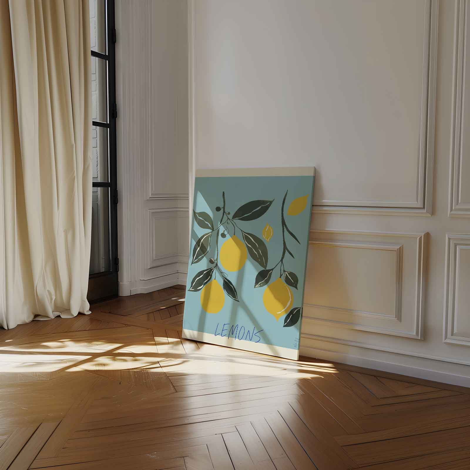 Citroenen aan de Tak Kunstwerk-canvas-dibond-plexiglas-wanddecoratie-WallArtistic