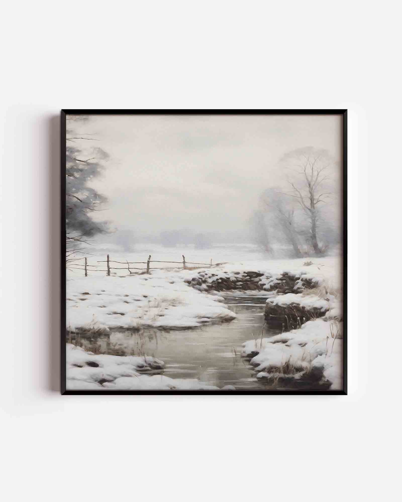 Winterlandschap met beek Poster