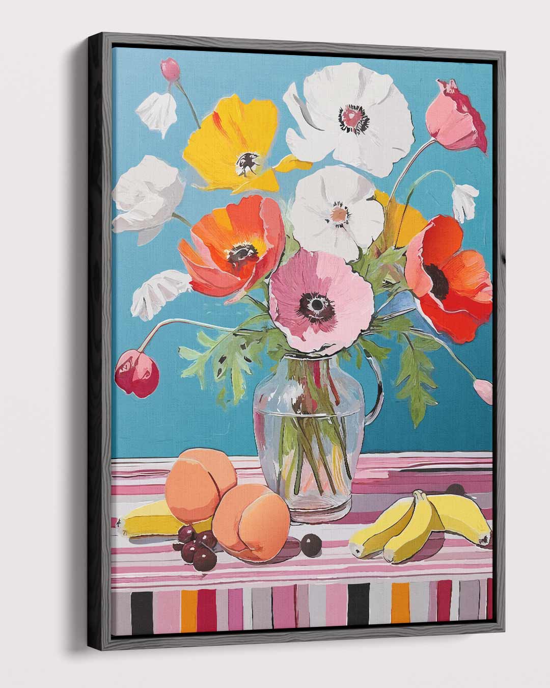 Bloemenpracht met Fruitschaal Kunstwerk-canvas-dibond-plexiglas-wanddecoratie-WallArtistic