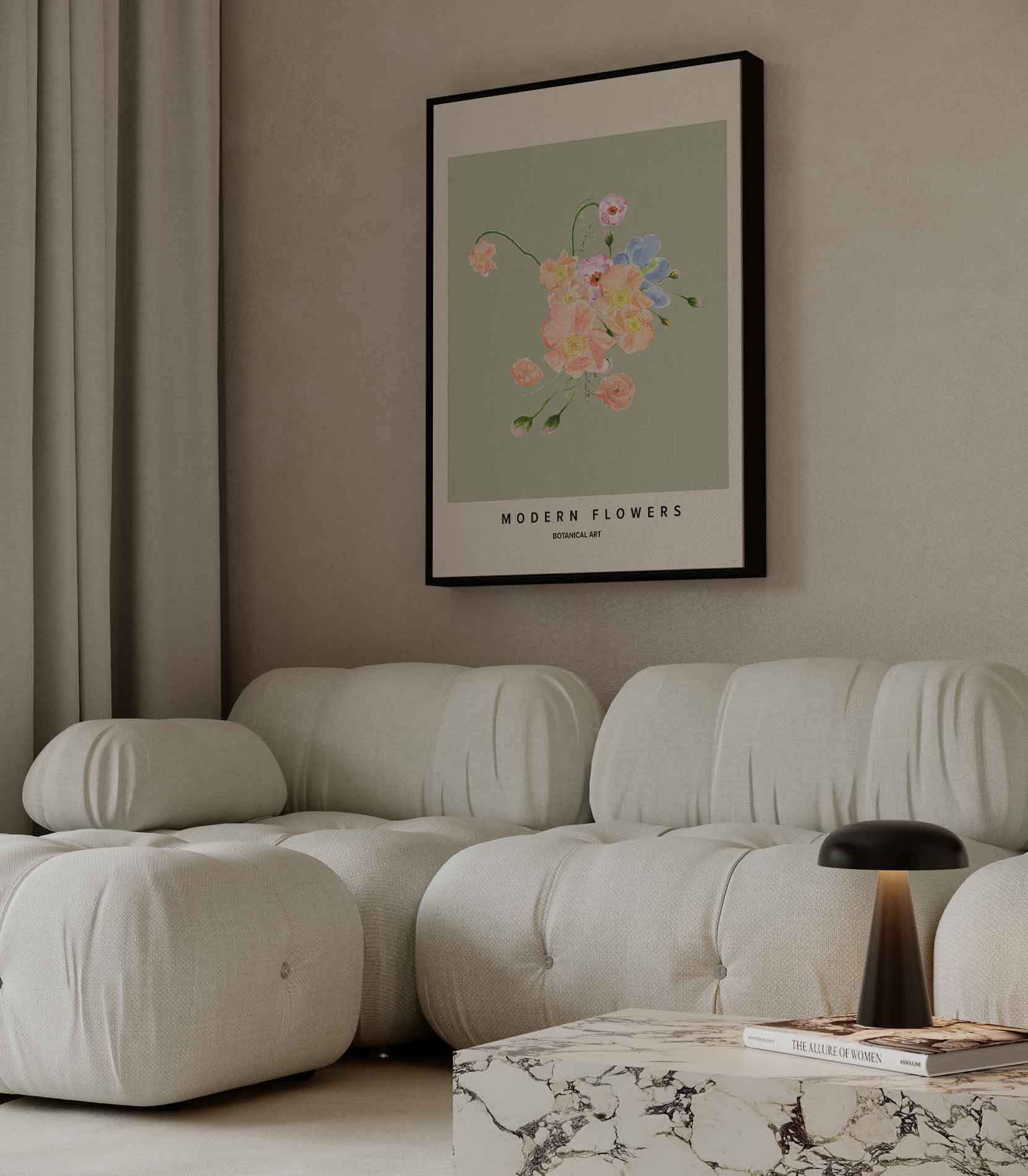 Bloeiende Moderne Botanicals Kunstwerk-canvas-dibond-plexiglas-wanddecoratie-WallArtistic