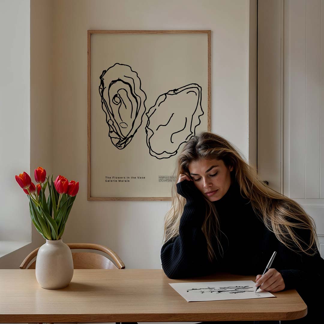 Minimalistische Oester Illustratie Poster-WallArtistic