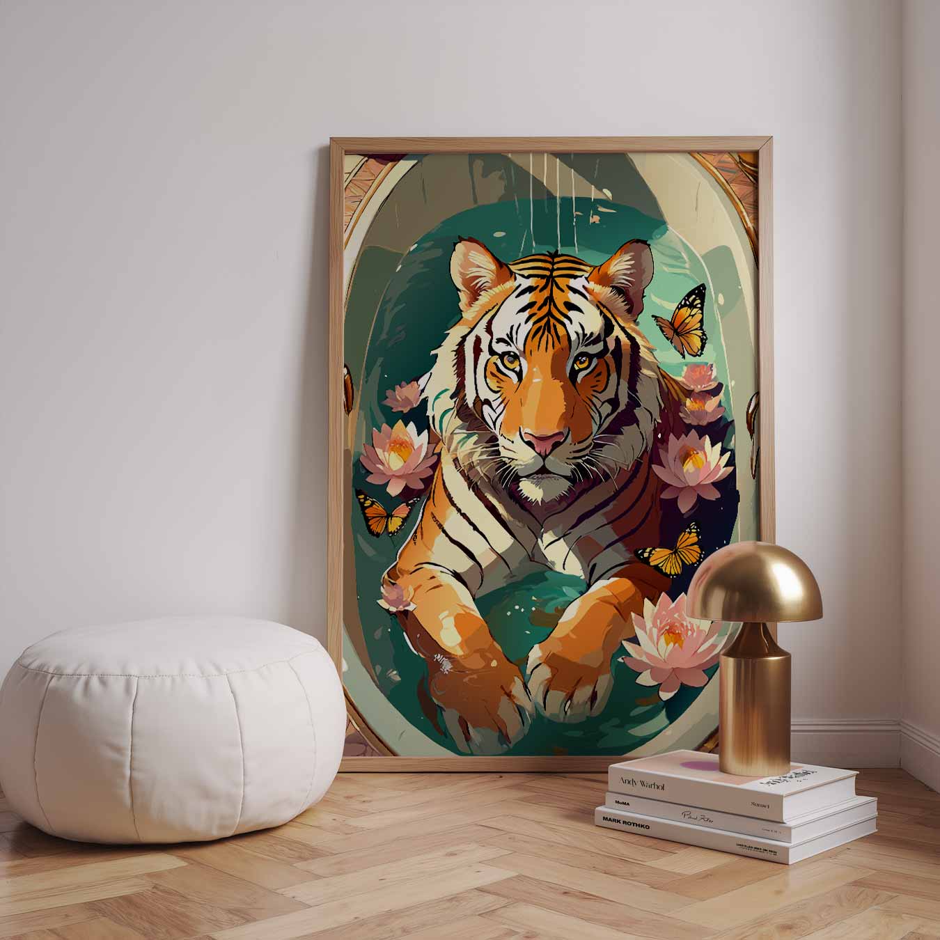 Tijger in Lotusvijver Poster-WallArtistic