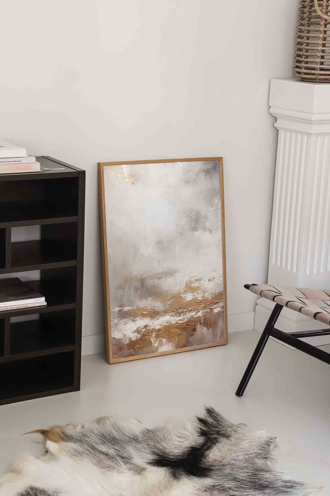Abstracte beige en witte Poster