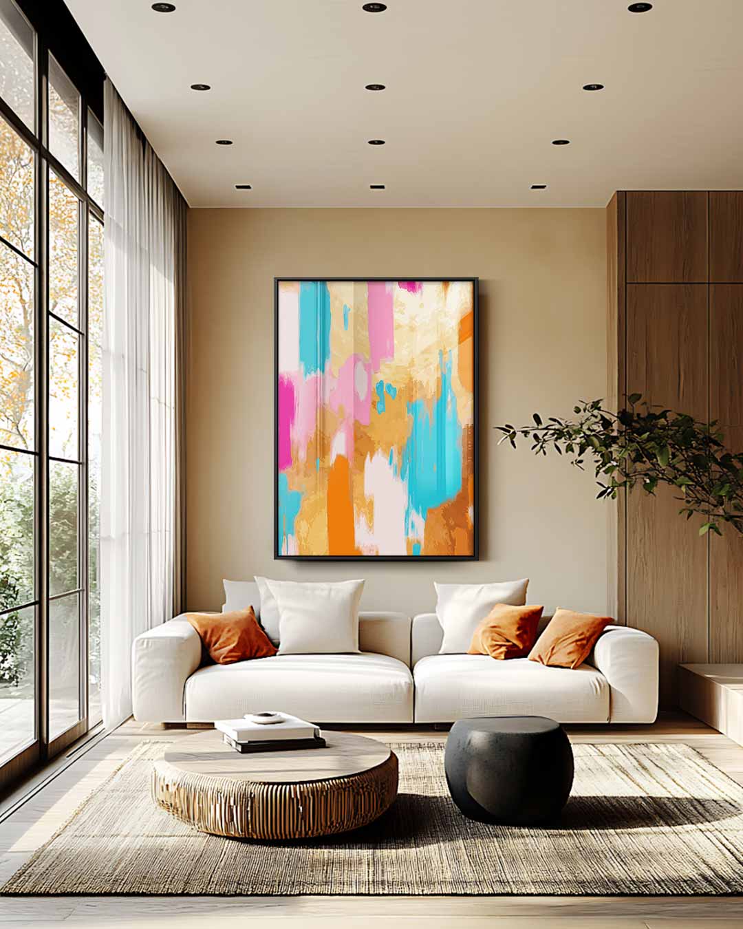 Kleurenexplosie Abstract Schilderij Kunstwerk-canvas-dibond-plexiglas-wanddecoratie-WallArtistic