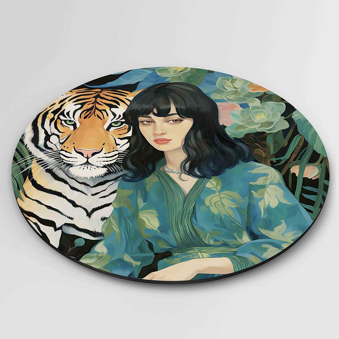 Tijger en vrouw Muurcirkel