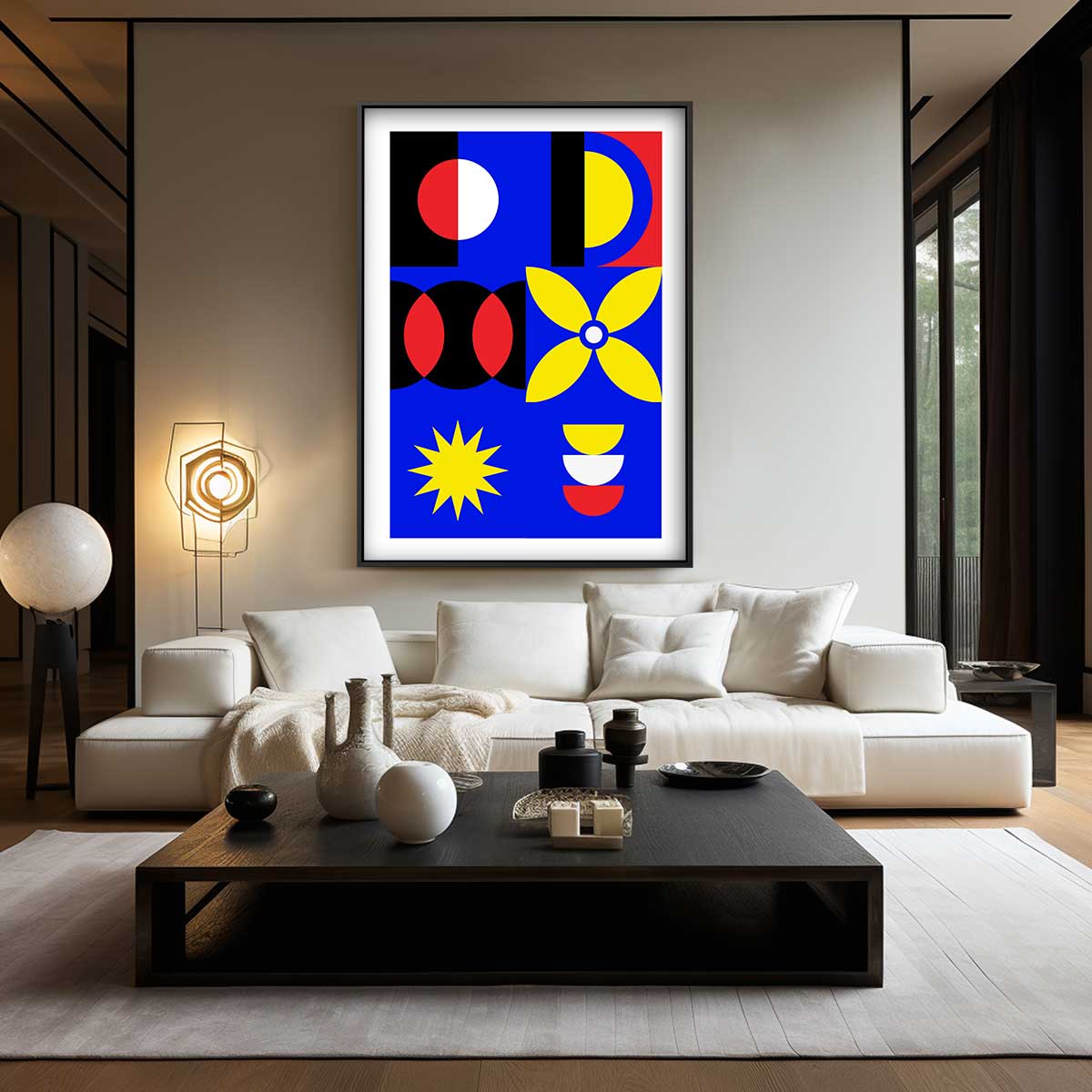 Kleurrijke Geometrische Compositie Kunstwerk-canvas-dibond-plexiglas-wanddecoratie-WallArtistic