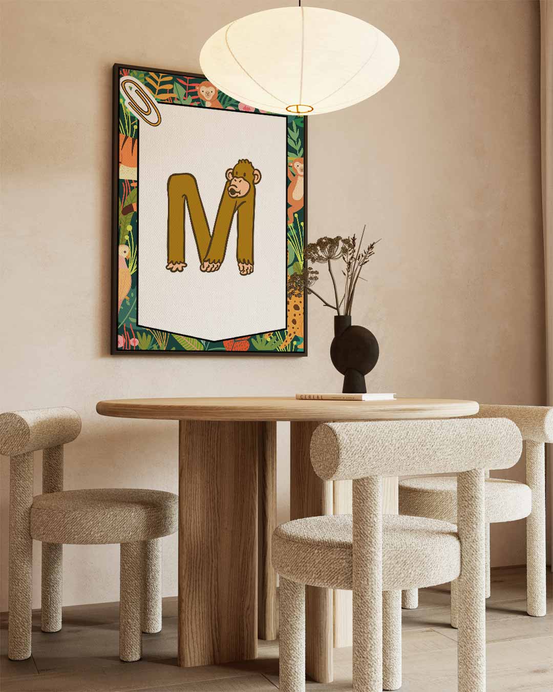 Jungle Alfabet Poster - Letter M Kunstwerk-canvas-dibond-plexiglas-wanddecoratie-WallArtistic