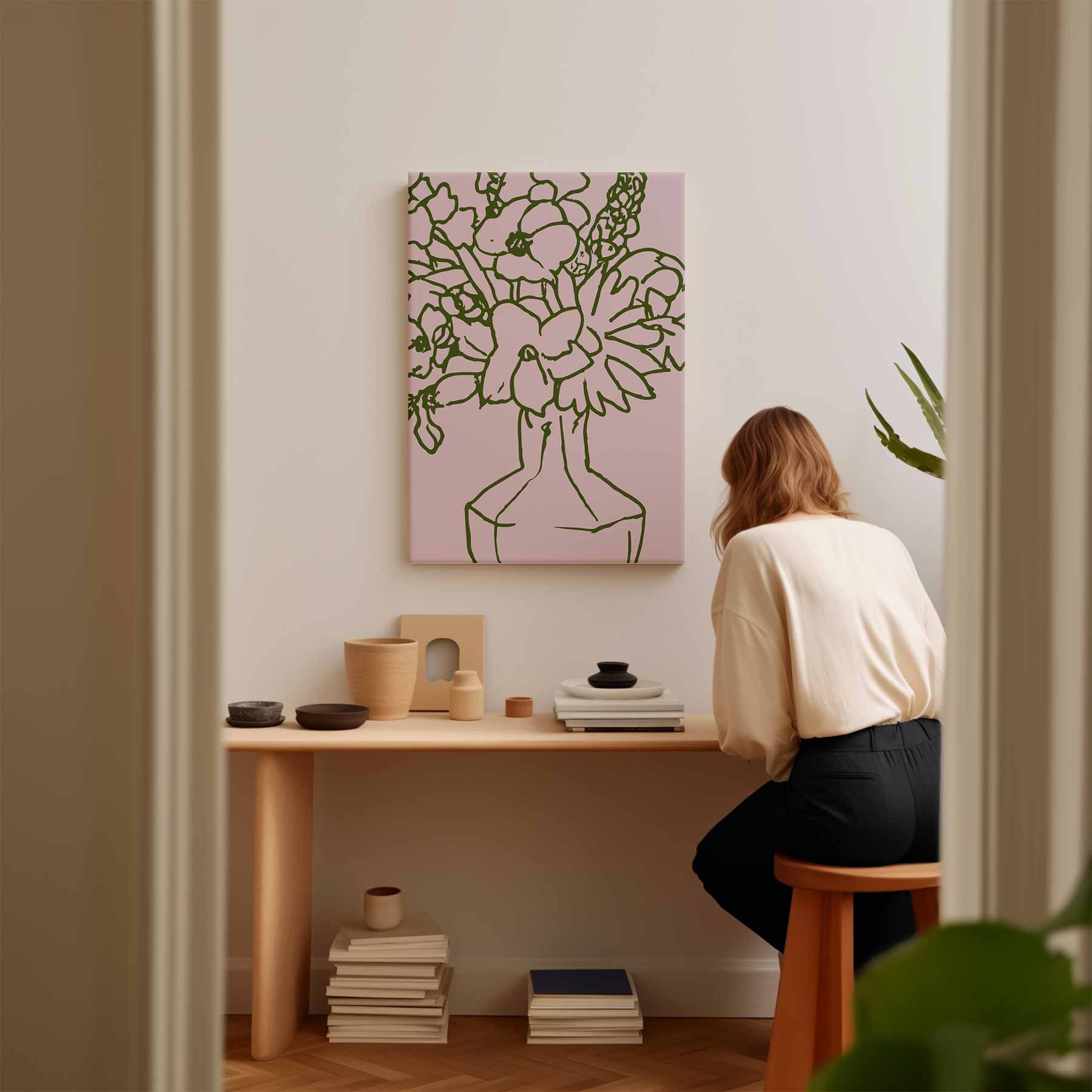 Bloemen in Lijn Kunstwerk-canvas-dibond-plexiglas-wanddecoratie-WallArtistic