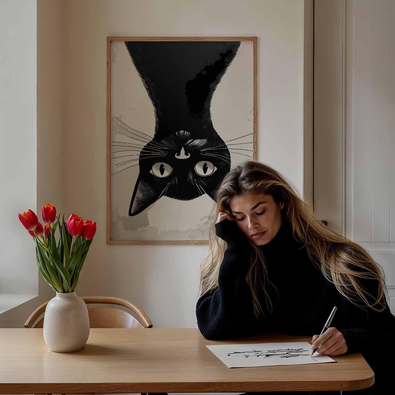Schattige Omgekeerde Kat Poster