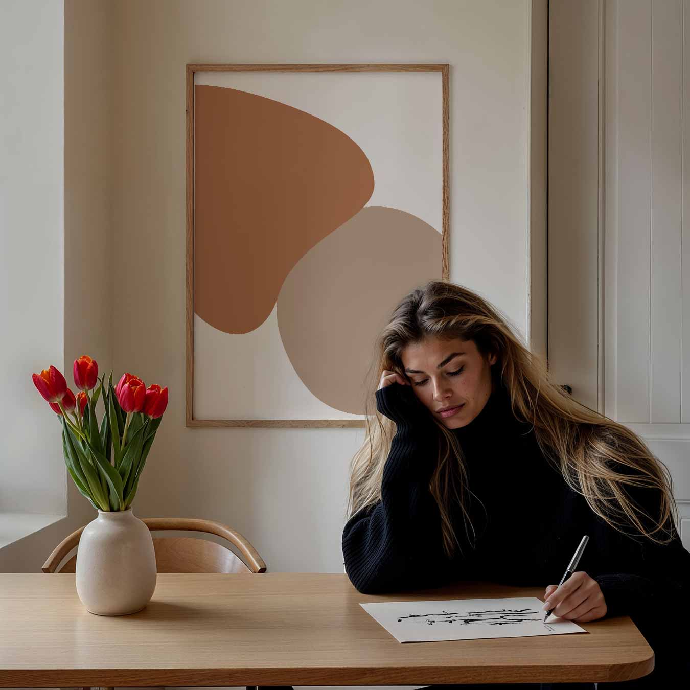 Stijlvolle Abstracte Aardetinten Poster-WallArtistic